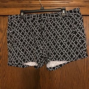 Black and white twill shorts